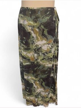 Half Heart Marbled Mesh Maxi Skirt